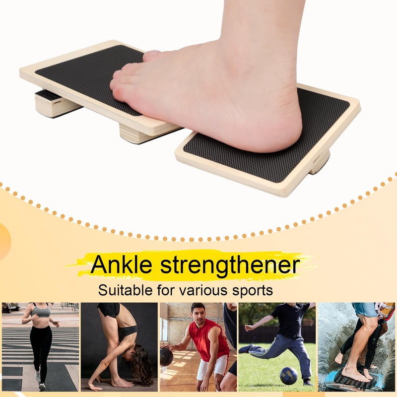 BOXOB Ankle Balance Board, Wooden Ankle Foot Strengthener Exerciser Single