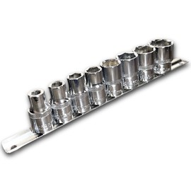 Short Socket Set, Insertion Angle: 1/2, 0.5 inches (12.7 mm), Hex Lines: 0.3 inches (8 mm), 0.4 inches (10 mm), 0.5 inches (12 mm), 0.5 inches (13 mm), 0.7 inches (17 mm), 0.7 inches (19 mm), 0.8