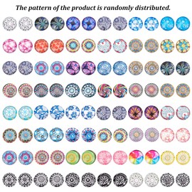 PH PandaHall 200pcs Mosaic Glass Cabochons, 12mm Half Round Dome Cabochons Tiles Art Crafts Embellishments for Bracelet Cufflinks Photo Pendant Trays Blanks Earring Jewellery Making, Mixed Style