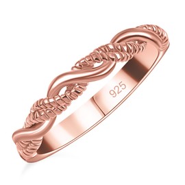 TJC Crossover Ring for Women in 18K Rose Gold Plated 925 Sterling Silver Size N with High Gloss Metal Wt. 2.35 Grams