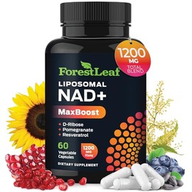 ForestLeaf NAD - Cápsulas de resveratrol, suplemento liposomal NAD para mujeres y hombres con D-ribosa y granada, NAD+ para energía, concentración y a