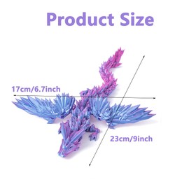 3D Printed Dragon, 3D Dragon, 3D Printed Toys 3D Printed Animals Wing Flying Articulated Dragon Crystal Dragon Fidget Toy with Dragon Flexible Executive Desk Toys Home Office Decor(Purple)