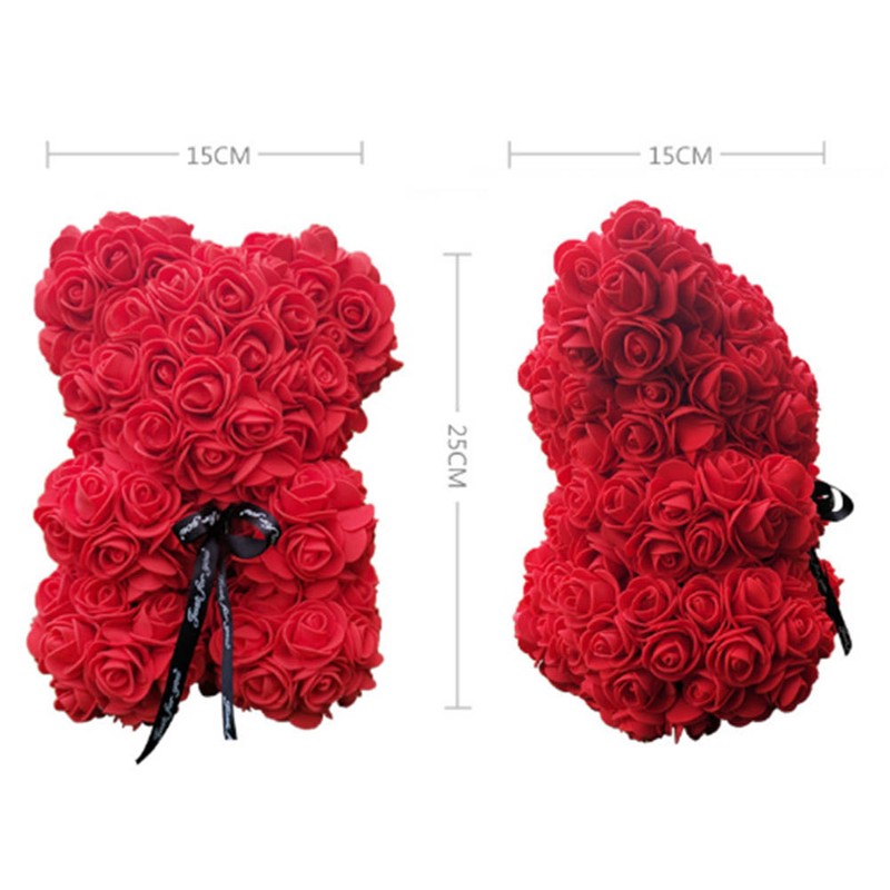 Rose Flower Bear Artificial Rose Flower Hugging Bear for Valentines