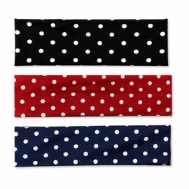 3 Pack Polka Dot Headbands for Women, 2 Inch Wide Retro Hair Bands