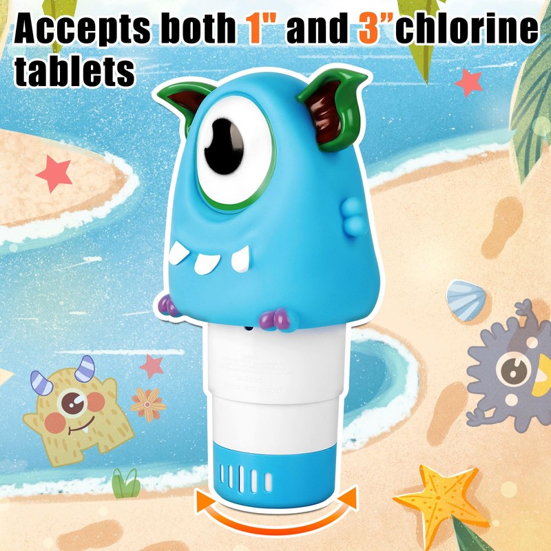 Pool Chlorine Floater, Chomper Collapsible Floating Chlorine Dispenser, Fits 1