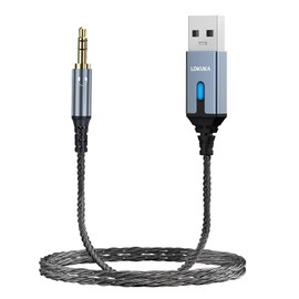 LOKUKA Bluetooth 5.3 to Aux Adapter for Car/Speaker, 3.5 mm Bluetooth Receiver with 8 Core Single Crystal Copper Cable, Aluminium Alloy Housing for Voice Navigation, Phone Music