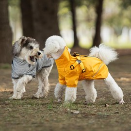 BT Bear Small Dog Raincoat,Dog Rain Jacket with Harness Reflective Raincoat Waterproof Dog Raincoat for Small Medium Dogs,Yellow XL
