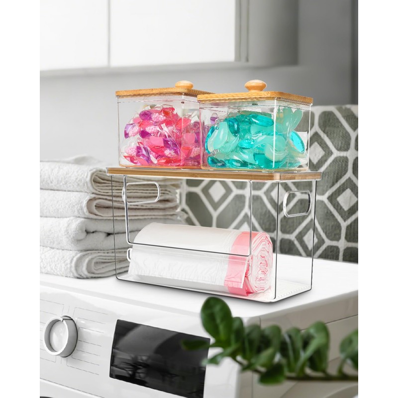 Trash Bag Dispenser 2 Pack, Acrylic Garbage Bags Dispenser with