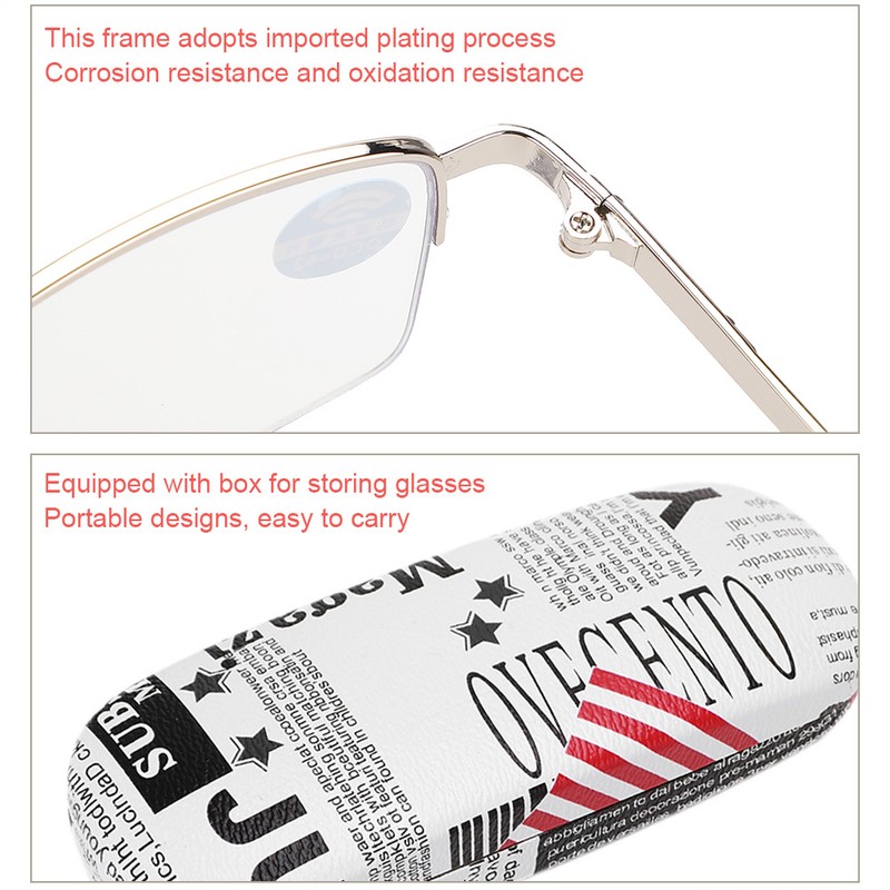 Metal Multifocal Fatigue Relief Reading Glasses Anti Blue Rays Presbyopic
