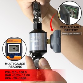 LE LEMATEC Digital Air Pressure Regulator & Filter with Water Separator, 1/4 NPT, Moisture Trap, Oil & Dirt Removal, Inline Dryer for Pneumatic Tools, Spray Paint Gun & Compressed Air System, AI303-R2