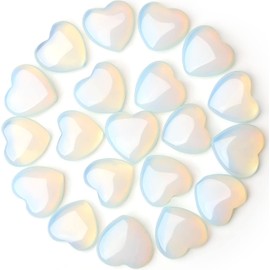 XIANNVXI Pack of 20 Crystal Heart Stones Opal Crystal Love Palm Bag Stone Gemstones Healing Stones Hearts Crystal Stones for Healing Meditation