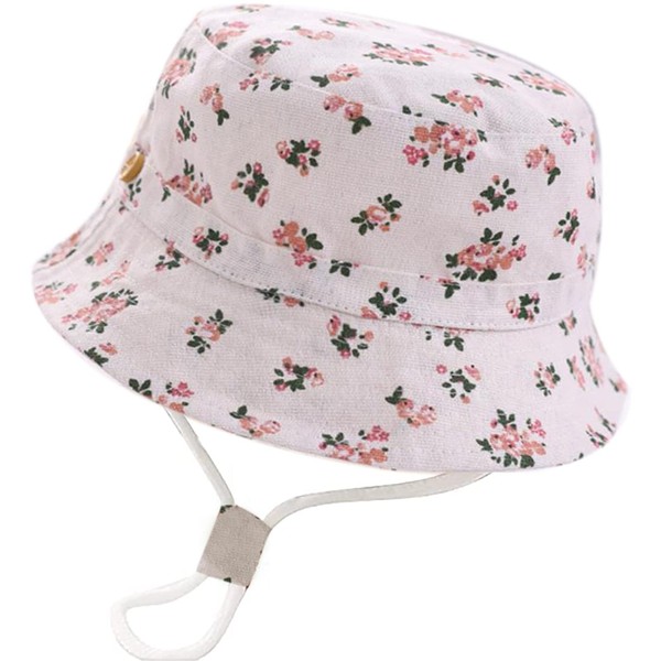 XYIYI Baby Floral Beige Bucket Hat Adjustable Sun Hats Breathable