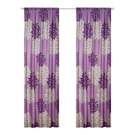 Elefantito Cortinas Chelsea 2 Paneles De 1.30 X 2.20 Lila Flores
