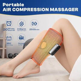 ZHOUMADE Cordless Leg Massager with Heat and Compression, Rechargeable Leg Compression Massager for Circulation, Muscle Relaxation for Calf, Gifts for Dad Mom Men Women Gym Office Home (1 Piece)