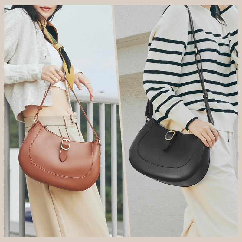 Vintage Vegan Leather Shoulder Bag (Brown)