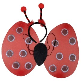 Hi Fashionz Womens Fancy Novelty Fairy Wings Ladies Bumblee Bee Hen Party Supplies Accessory (LadyBird Wings Set) 45x40cm