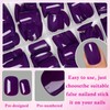 240PC Extra Short Press on Nail Square Dark Purple Fake
