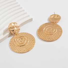 Western Earrings for Women Boho Earrings Cowgirl Earrings Chunky Gold Earrings Round Dangle Earrings Geometric Drop Earrings Western Country Jewelry Accessories (Gold)