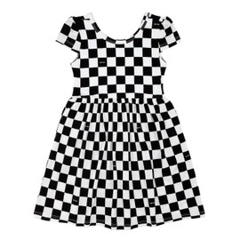 Little Sleepies Cap Sleeve Skater Dress for Girls, Viscose from Bamboo, Toddler Girl Dress w/Pockets, Checks, 2T