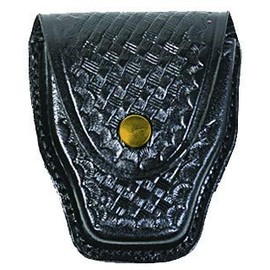RYNO GEAR Leather Basket Weave Handcuff Holder with Brass Snap