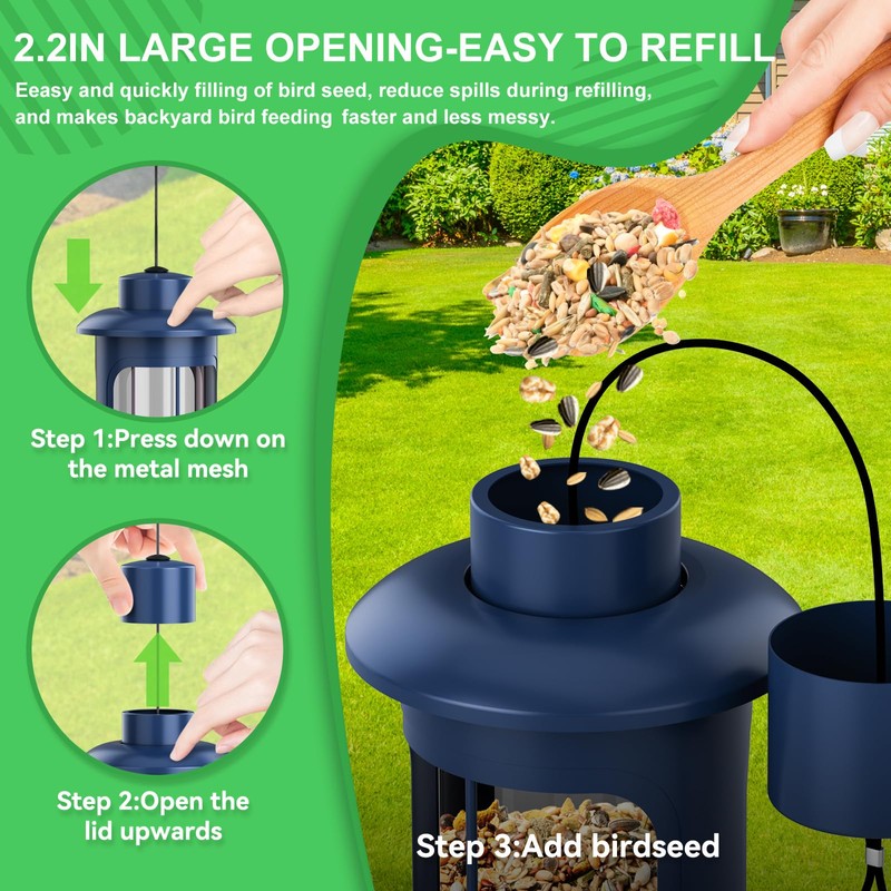 Squirrel Proof Bird Feeders for Outdoors with Weight-Activated, 3LB Large