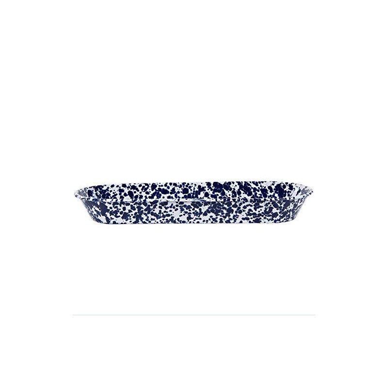 Golden Rabbit Enamelware Oval Basket, 16 x 6 inch, Cobalt