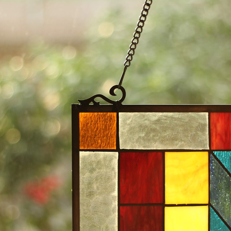 RADIANCE goods Tiffany-Glass Mosaic Design Window Panel 16x26