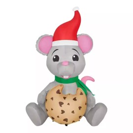 Home Accent 6.5' ANIMATED MOUSE EATING A COOKIE Airblown Lighted Yard Inflatable