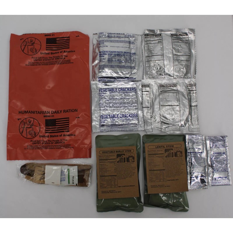 Sopakco/Wornick MRE Meal Cases - HUMANITARIAN DAILY RATION - RANDOM