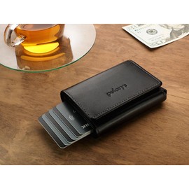 PULARYS Mini Wallet BOSTON - Multifunckion Credit Card Case - Italian Leather - RFID blocking - Size: 7.5 x 9.5 x 2.5 cm - Space for up to 10 Cards - Snap Fastener - Classic Design
