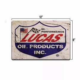TIN SIGN Retro Aged  Lucas Oil Gas Rustic Gas Station Metal Sign Décor Garage