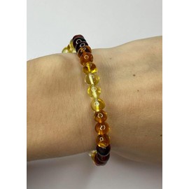 Natural Baltic Amber Bracelet for Adults.Polished Baroque Shape Amber Stone Beads.Baltic Amber Jewelry