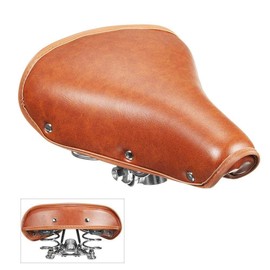 Eachbid Bicycle Saddle Universal Comfortable Brown Rivets Durable Spring Leather Soft Comfortable Waterproof
