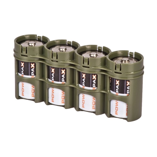 Storacell SLD4MG by Powerpax SlimLine D Battery Caddy, Military Green, Holds 4 Batteries