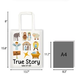 RNYJJ Christian Easter Tote Bag True Story Easter Canvas Tote Bag Religious Bible Verse Shopping Grocery Bag