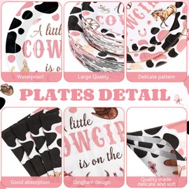 Funnymoom 452 Pcs Cowgirl Baby Shower Party Decorations Include a Little Cowgirl Is on the Way Paper Plates Napkins Cups Tablecloth Cutlery Straws for Baby Shower Party Supplies