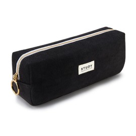 KALIDI Pencil Case Girls Teenager Pencil Case Corduroy Fabric Pencil Case School Pencil Case, black, pencil case