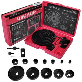 WISEUP Hole Saw Set, 20-Piece Hole Saw Kit with 3"/4"-6" (19mm-127mm) Blade, Mandrels, Drill Bit, Hex Key, Installation plate with Storage Case for Soft wood, Drywall, Plywood and PVC Board