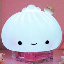 Jmlampee Silica Gel Pat Night Light LED Creative Bun Lamp Bedside Sleeping Lamp for Kids Bedroom Desk Decor Reading Lamp (Pig)