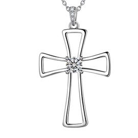 Minimalist Cross Pendant Necklace for Men Women Unisex 925 Sterling Silver Cubic Ziron Cross Jewelry Confirmation Necklace Gift for Girlfriend Wife Birthday Anniversary FP0085W