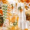 50Pcs Fall Plastic Cups with Lids Straws Pumpkin Floral Disposable