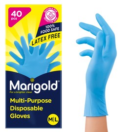 Marigold Disposable Gloves: Powder Free, Latex Free, Food Safe, Multi-Purpose Disposable Gloves - Perfect for Safe, Hygienic and Versatile Use - Box of 40