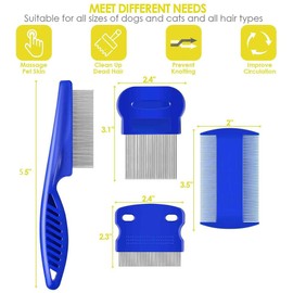 Lxtness Lice Comb, 4 Pieces Lice Combs, Flea Comb, Nit Comb Kit, Metal Teeth Nit Combs, Double Sided Plastic Hair Comb, Flea Lice Combs