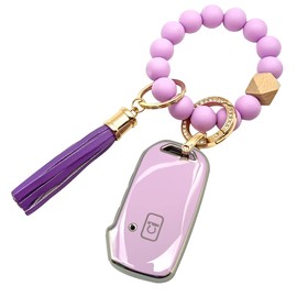 RFSRZ for Kia Key Fob Cover, Purple Beaded Key Holder Fits for 2022 2023 Kia Cadenza Forte K5 NIRO Rio Seltos Sorento Soul Sportage Stinger Telluride (for Kia B5)
