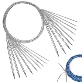 11 Pcs Circular Knitting Needles Set 1.6-5.0mm, 80 cm Long Metal Round Needles, Circular Knitting Needles Set with Flexible Cable for Knitting Jumper Blanket Magic Loop Needle