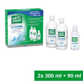 Opti-Free Opti-Free PureMoist Kontaktlinsen-Pflegemittel | Vorrats- und Reisepackung | 2 x 300 ml + 90 ml