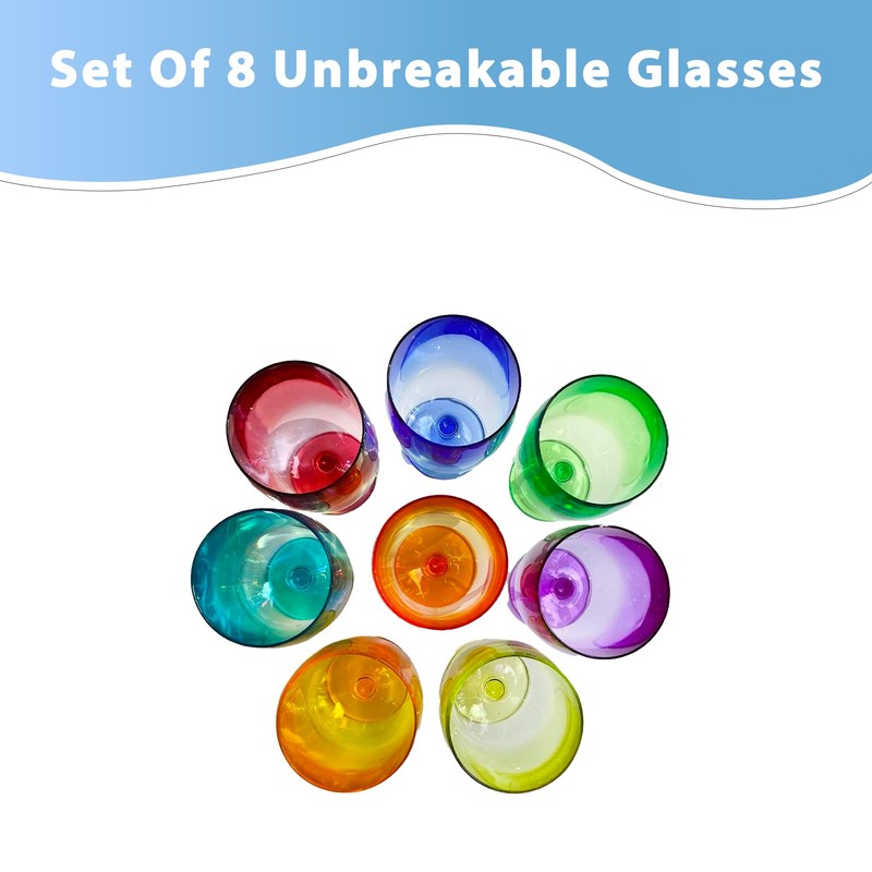 Lily's Home 12 oz Set of 8 Colors Unbreakable Poolside