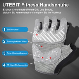 UTEBIT Weight Lifting Gloves Women, Workout Gloves, Gym Gloves For Women, With Wrist Support Rubber Padded Full Palm Protection, Breathable Pink Cycling Gloves For Training, Exercise, Fitness