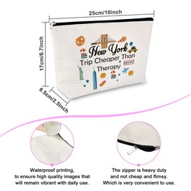 Sfodiary New York Travel Gift NYC Gift for Women Girls Makeup Bag New York Souvenir Gift New York Vacation Gifts Girls Trip Girls Weekend Gift for Friends Sister Cosmetic Bag New York Themed Gifts