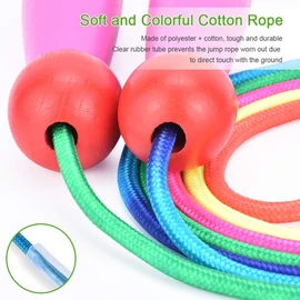 OTraki Kids Skipping Rope 2 Pack 7Ft Jump Rope Adjustable with Wooden Handle and Woven Cotton for Girls or Boys 2m Children Skip Ropes 5+ Years for Exercise Workout School Game or Outdoor Activity